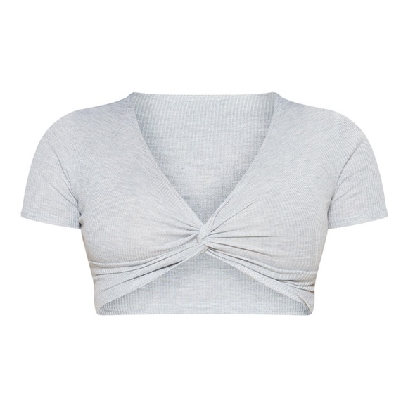 Bundle of 3 Rib Knot Front Short Sleeve Crop Tops US0 NEW - Picture 6 of 7